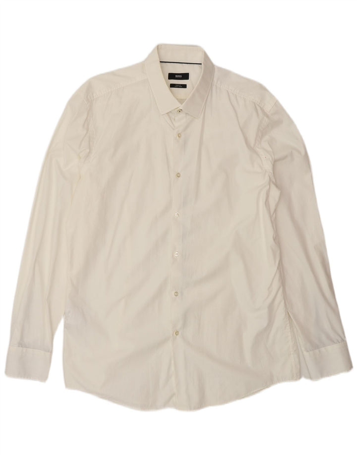 Hugo Boss Chemise Slim Fit Homme Taille 44 17 1/2 XL Coton Blanc