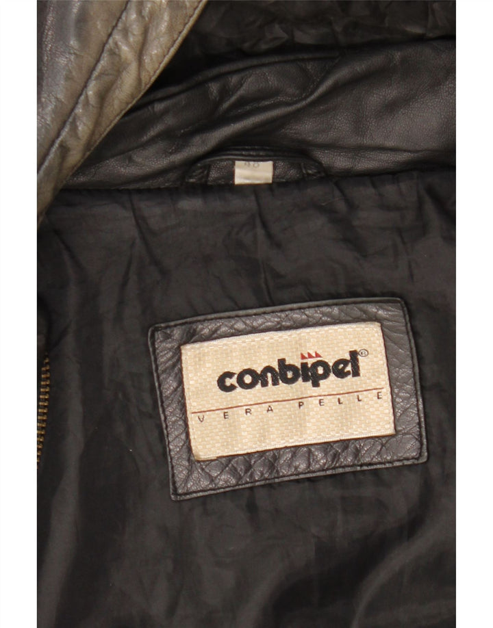 Conbipel Veste en cuir à capuche coupe ample pour homme IT 48 Cuir noir moyen