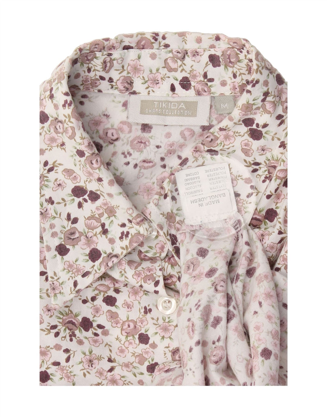 TIKIDA Womens Shirt UK 12 Medium Pink Floral Cotton Vintage TIKIDA and Second-Hand TIKIDA from Messina Hembry 