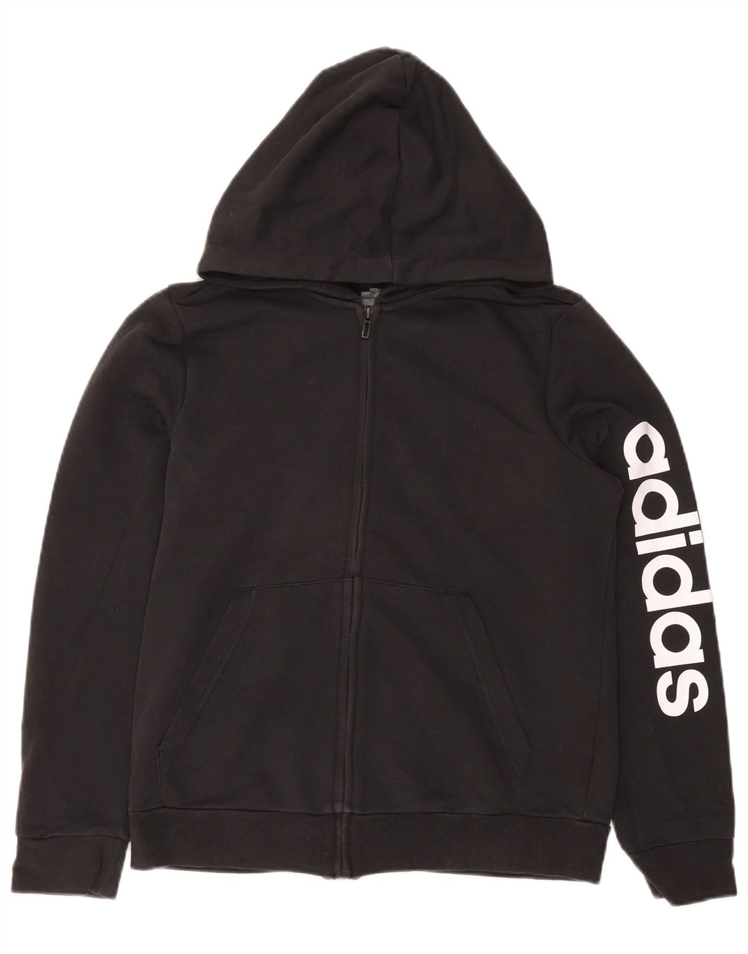 Adidas Pull à capuche zippé pour femme UK 14 Grand coton noir