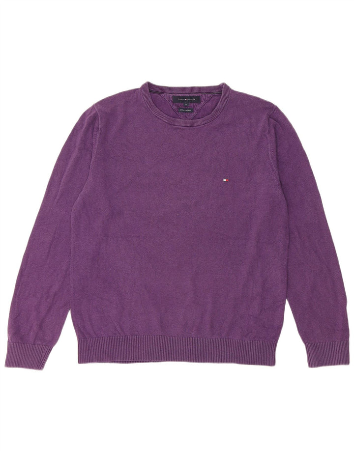 Tommy Hilfiger Pull à col rond pour homme en coton violet moyen