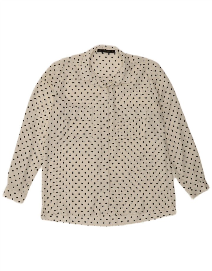 Zara Chemise transparente pour femme UK 14 Medium White Polka Dot
