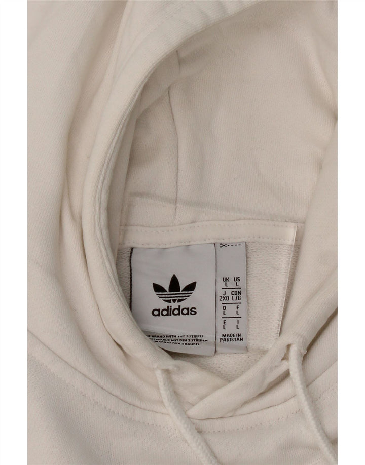 ADIDAS Mens Graphic Hoodie Jumper Large White Vintage Adidas and Second-Hand Adidas from Messina Hembry 