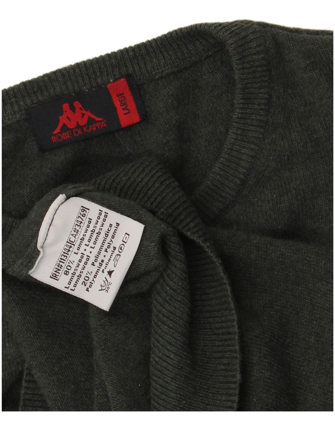 Kappa Pull à col rond pour homme en laine d'agneau Vert Large