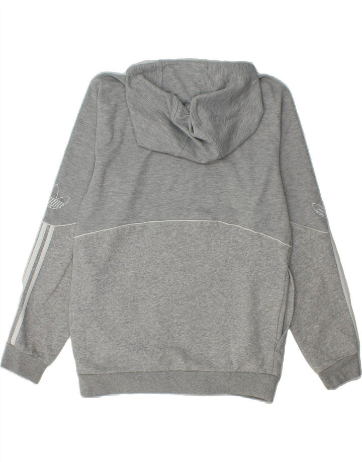 ADIDAS Mens Hoodie Jumper Small Grey Cotton Vintage Adidas and Second-Hand Adidas from Messina Hembry 