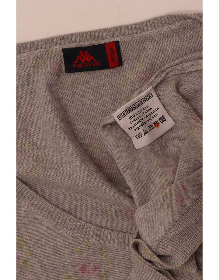 Kappa Cardigan à motif abstrait pour femme UK 14 en coton gris moyen