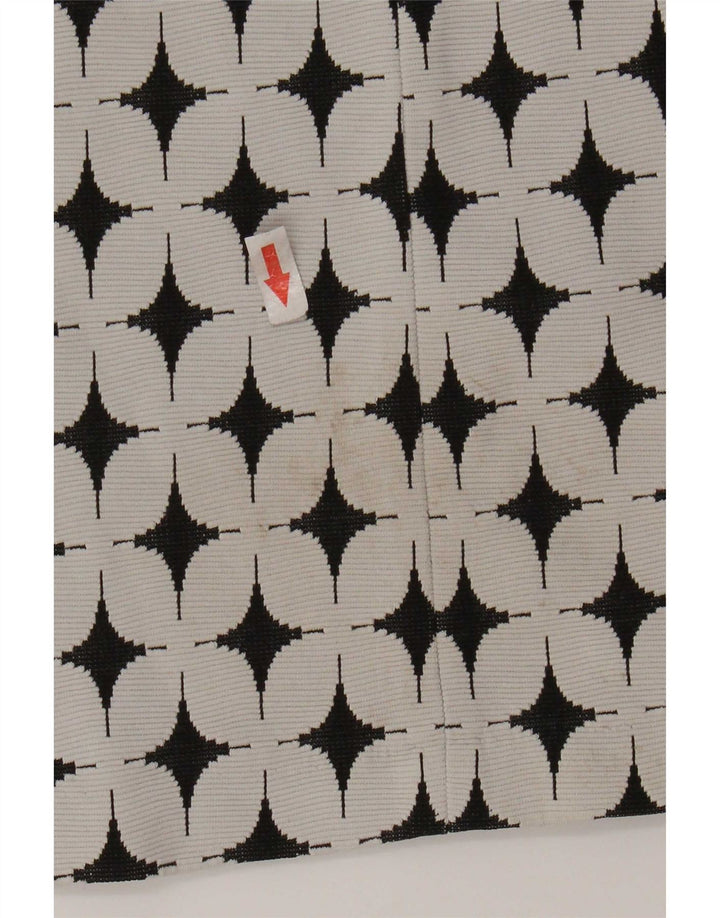 Zara Robe trapèze à motif abstrait pour femme UK 12 en coton blanc moyen