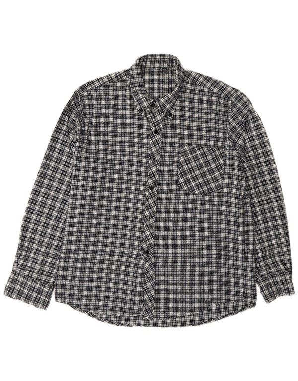 vintage Chemise en flanelle homme Taille 42 Grand coton à carreaux bleu marine