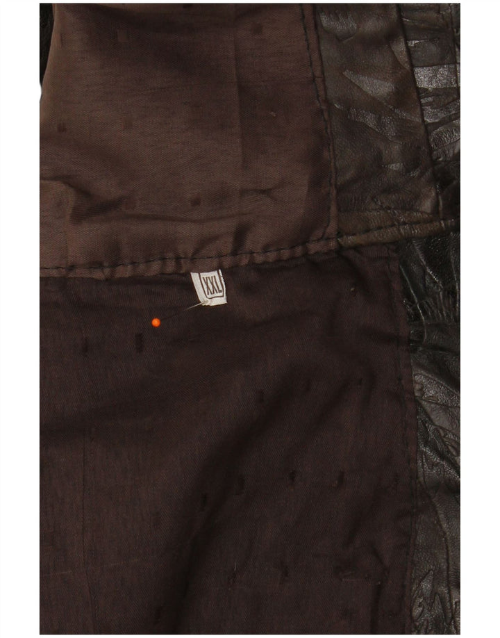 VINTAGE Gilet en cuir homme 2XL Patchwork marron