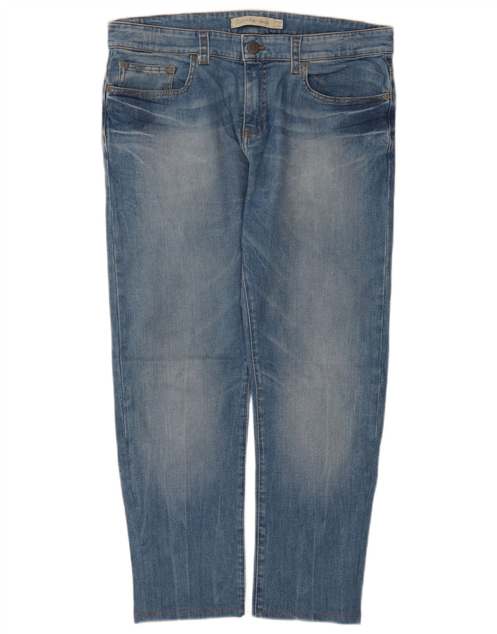 CALVIN KLEIN Jean Slim Homme W32 L26 Bleu Coton