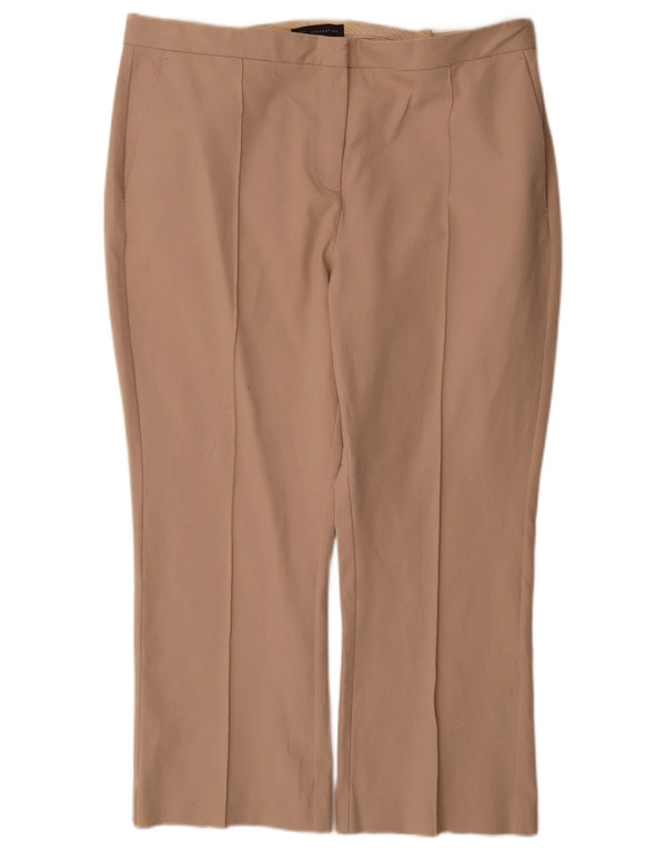 Marks & Spencer Pantalon court taille haute pour femme UK 20 2XL W38 L26 Beige