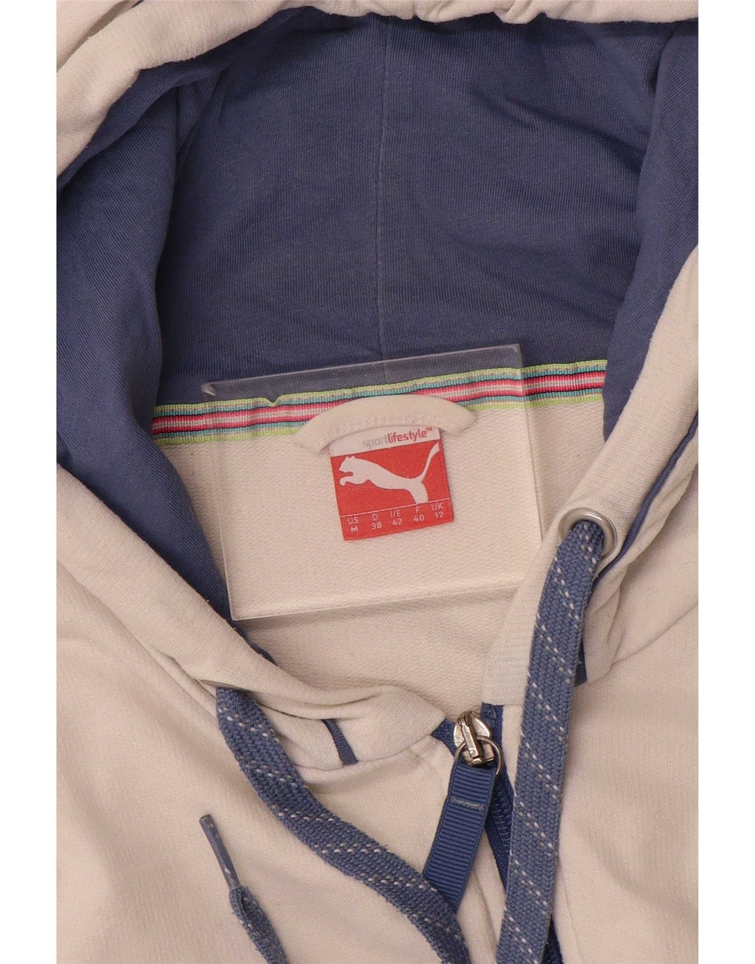 Puma Pull à capuche zippé pour femme UK 12 Blanc moyen