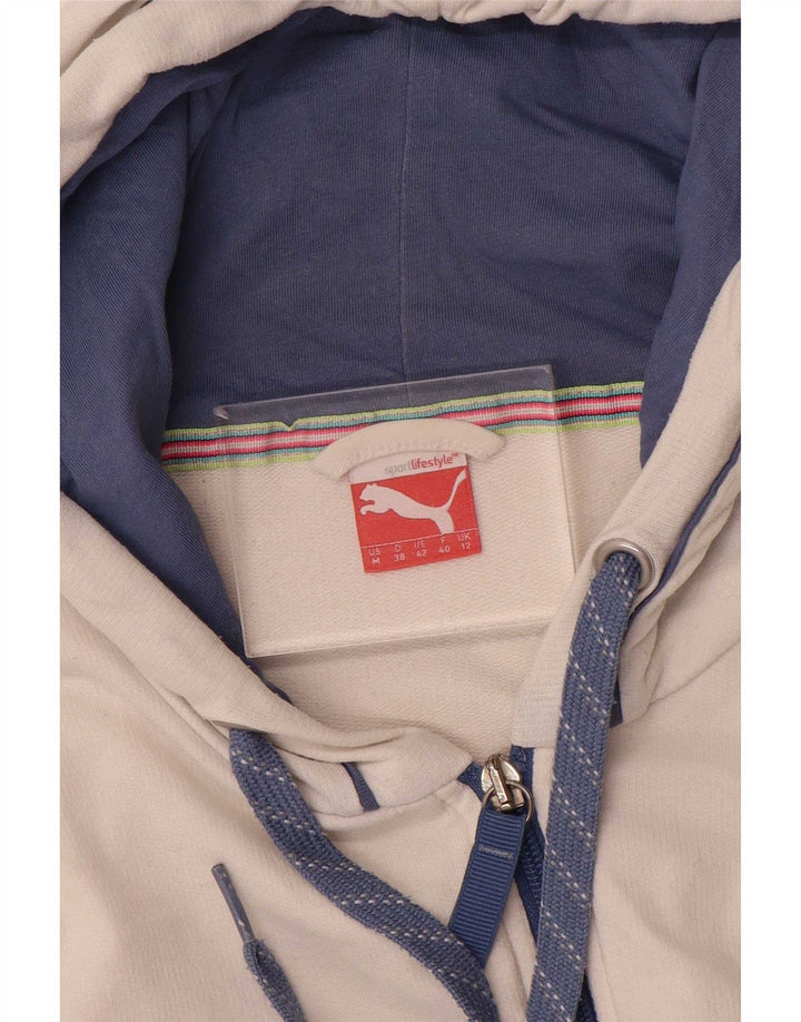 Puma Pull à capuche zippé pour femme UK 12 Blanc moyen