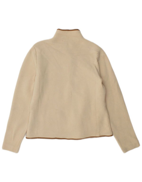 Ralph Lauren Pull Cardigan Femme UK 12 Laine Mérinos Beige Moyen