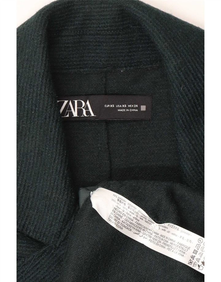 Zara Manteau surdimensionné à double boutonnage pour femme UK 4 XS Vert Polyester