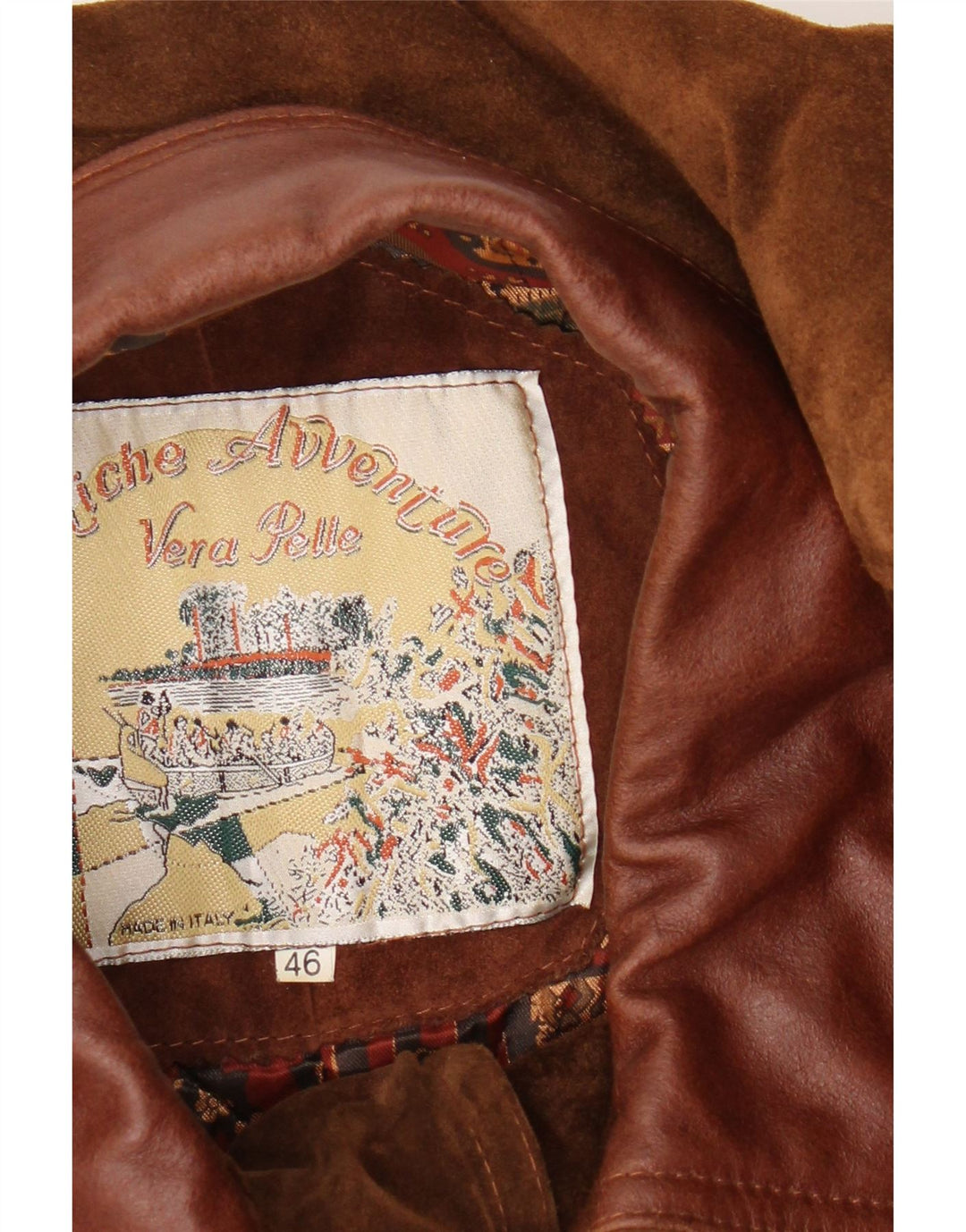 veste en daim coupe ample vintage pour homme IT 46 petit cuir marron