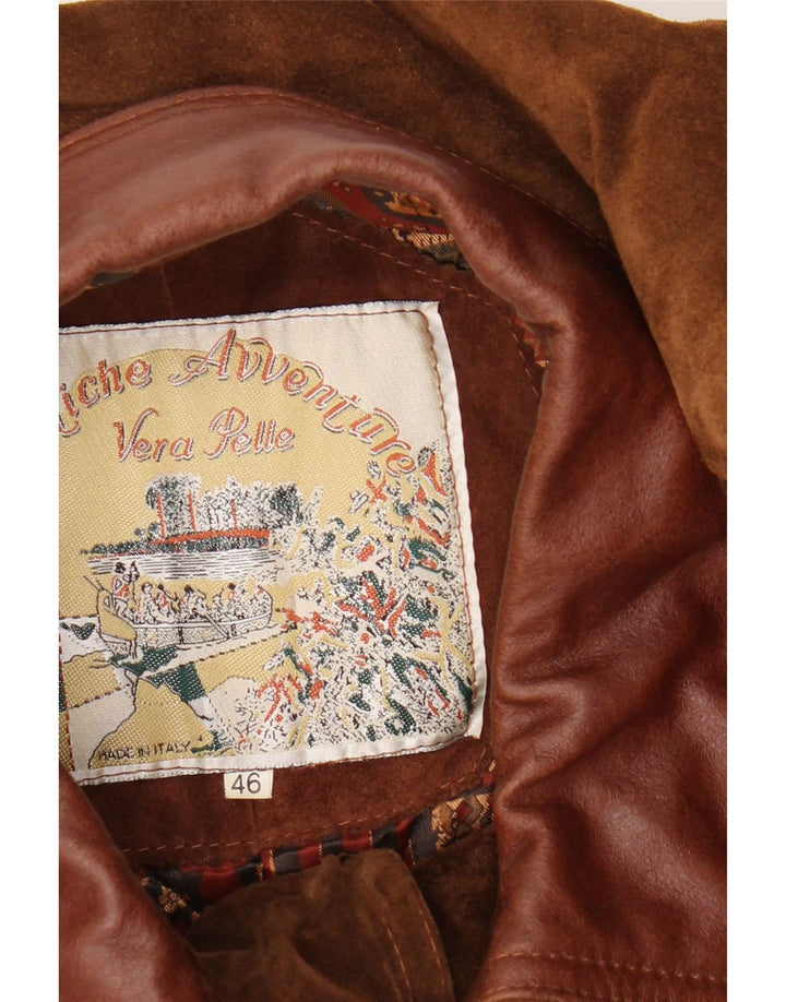 veste en daim coupe ample vintage pour homme IT 46 petit cuir marron