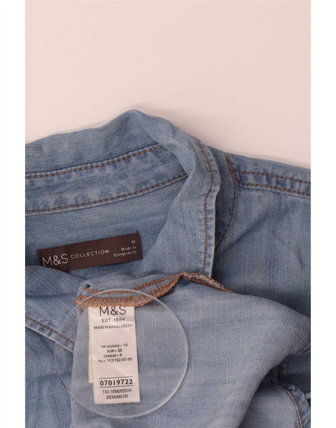 Marks & Spencer Chemise en jean surdimensionnée pour femme UK 10 Small Bleu Lyocell