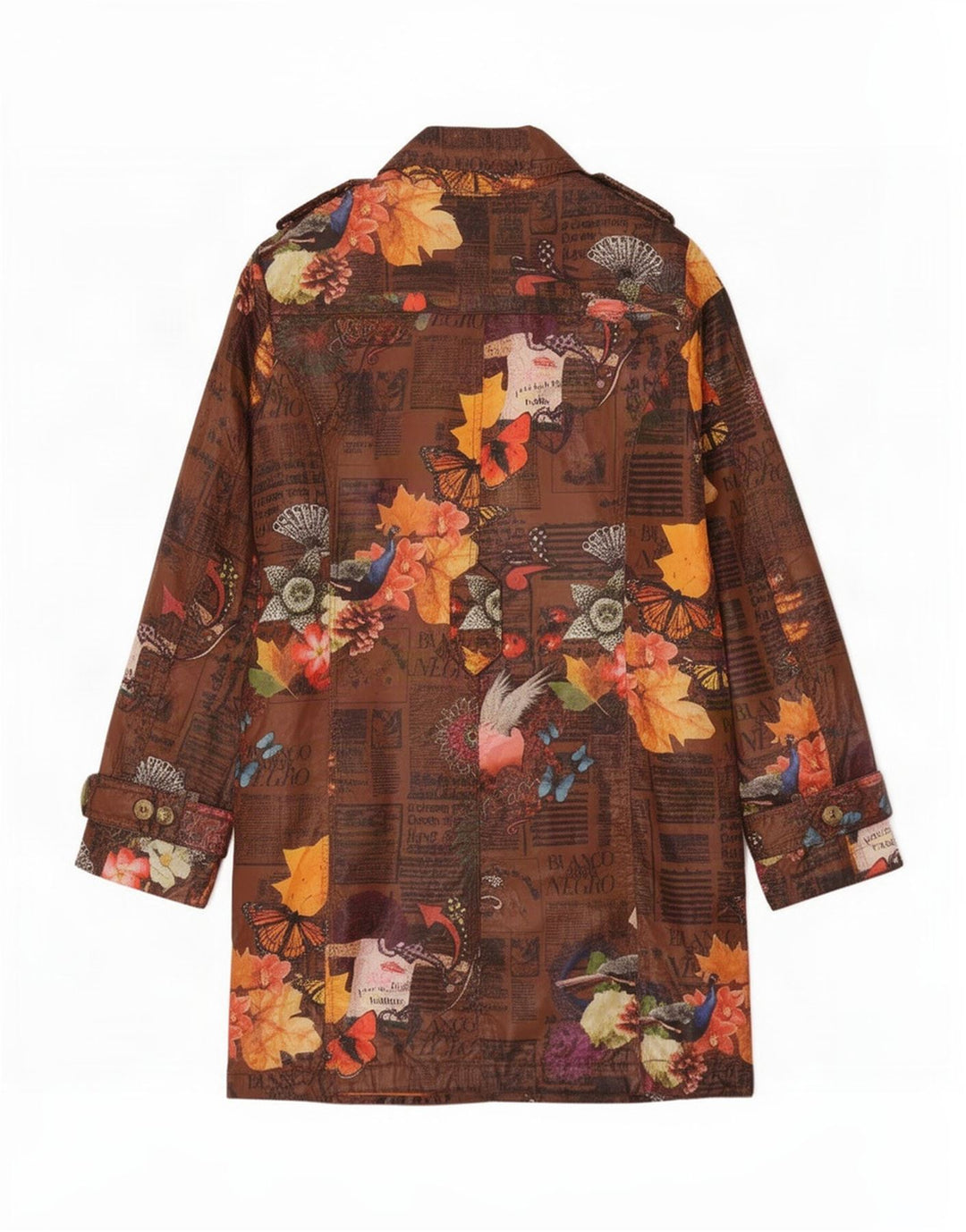 Desigual Trench graphique pour femme EU 38 Polyester floral marron moyen