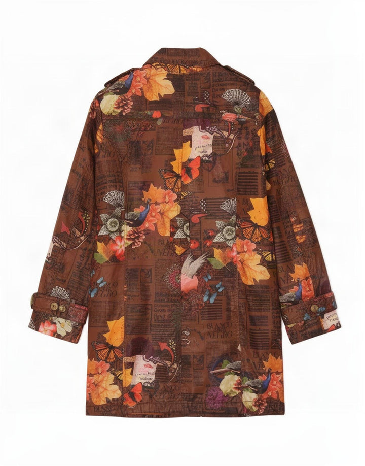 Desigual Trench graphique pour femme EU 38 Polyester floral marron moyen
