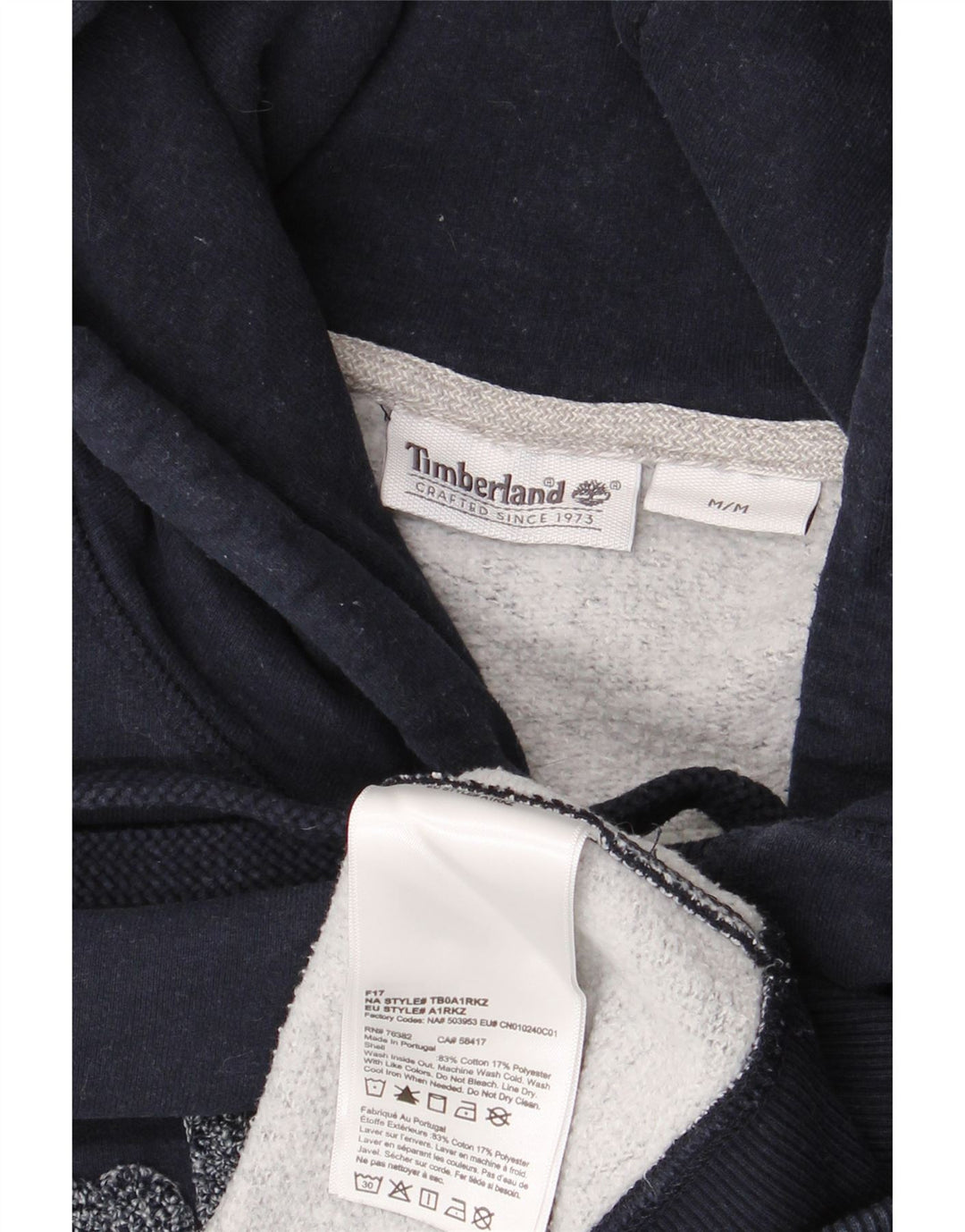 TIMBERLAND Pull à Capuche Graphique Homme Bleu Marine Moyen Coton