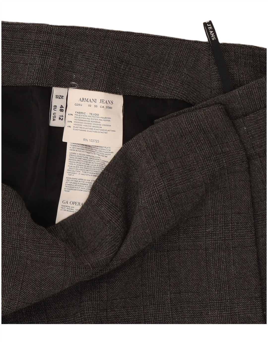 Armani Jeans Jupe portefeuille femme US 12 Large W34 Gris Check Polyester