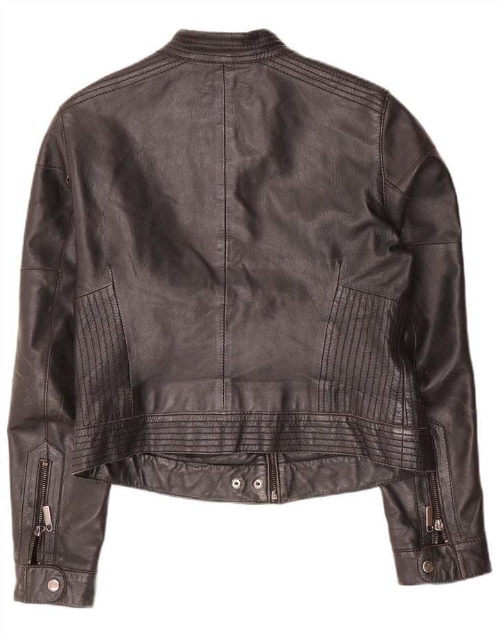 Jones Veste de motard en cuir court pour femme EU 38 Cuir noir moyen