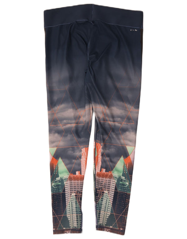 Adidas Climalite Graphic Leggings UK 16/18 Large Bleu Marine
