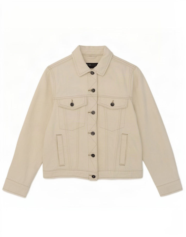 Marks & Spencer Veste en jean pour femme UK 8 Petit coton blanc