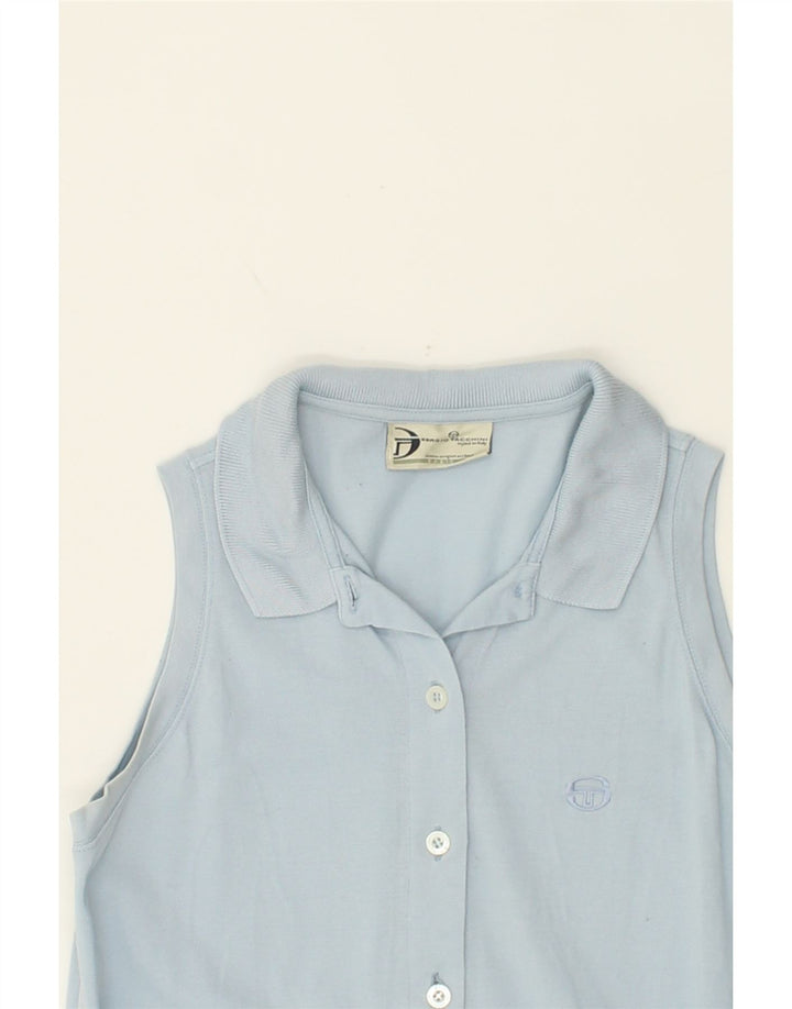 SERGIO TACCHINI Womens Sleeveless Shirt Blouse IT 40 Small Blue Cotton Vintage Sergio Tacchini and Second-Hand Sergio Tacchini from Messina Hembry 