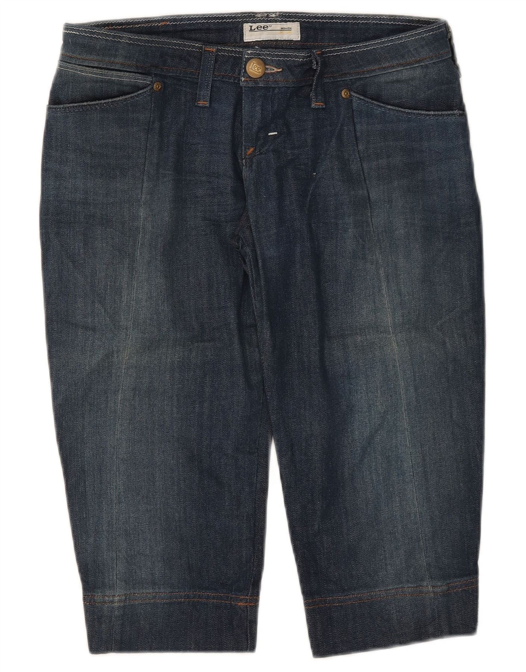 Lee Femme Crystal Capri Jeans W30 L16 Bleu Marine Coton