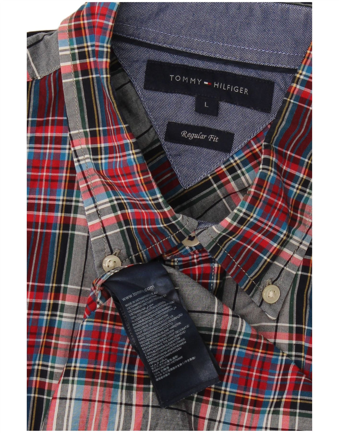 TOMMY HILFIGER Mens Regular Fit Shirt Large Multicoloured Check Cotton