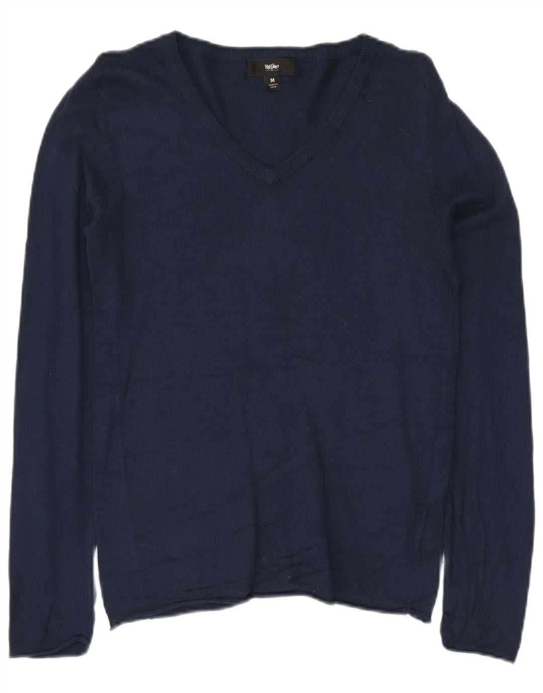 MOSSIMO Pull col en V pour femme UK 12 Bleu marine moyen Nylon