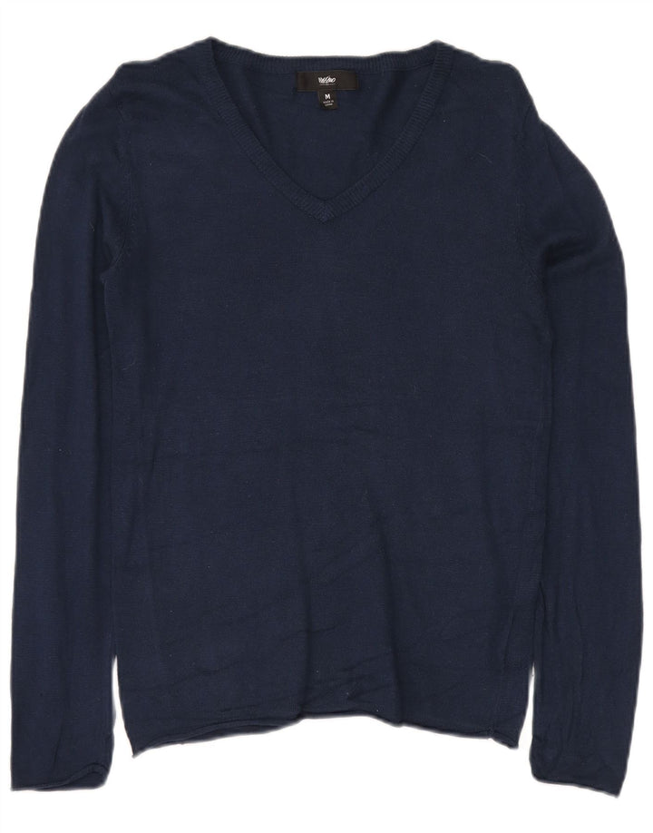 MOSSIMO Pull col en V pour femme UK 12 Bleu marine moyen Nylon