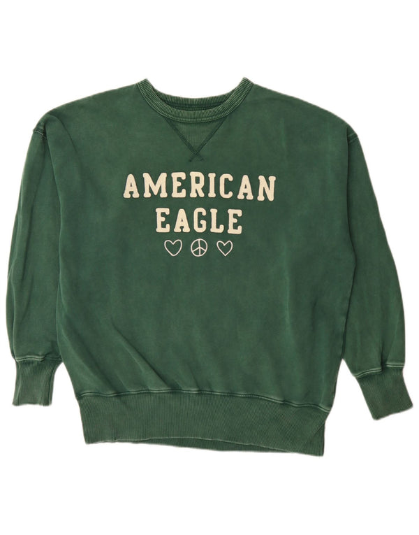 American Eagle Sweat-shirt coupe ample pour homme en coton vert XS