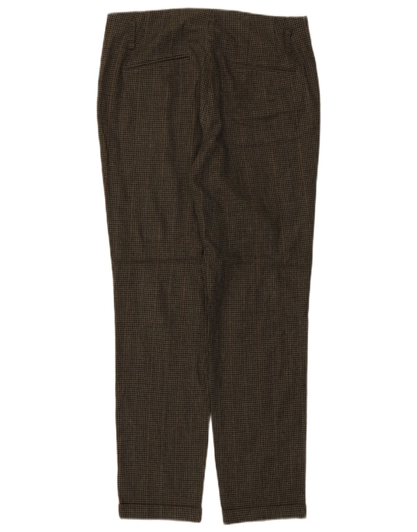 Pantalon décontracté droit femme Zara XS W25 L27 Viscose pied-de-poule vert