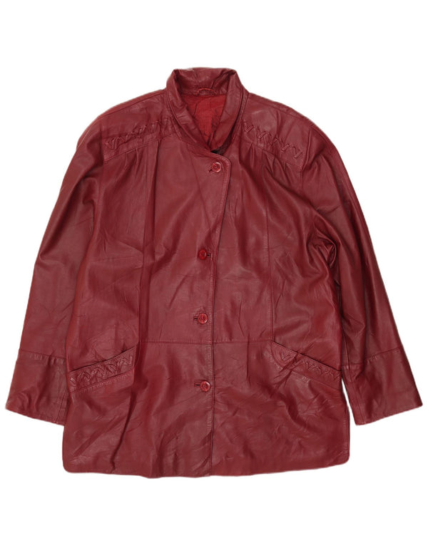 VINTAGE Veste en cuir femme EU 46 XL Cuir Bordeaux