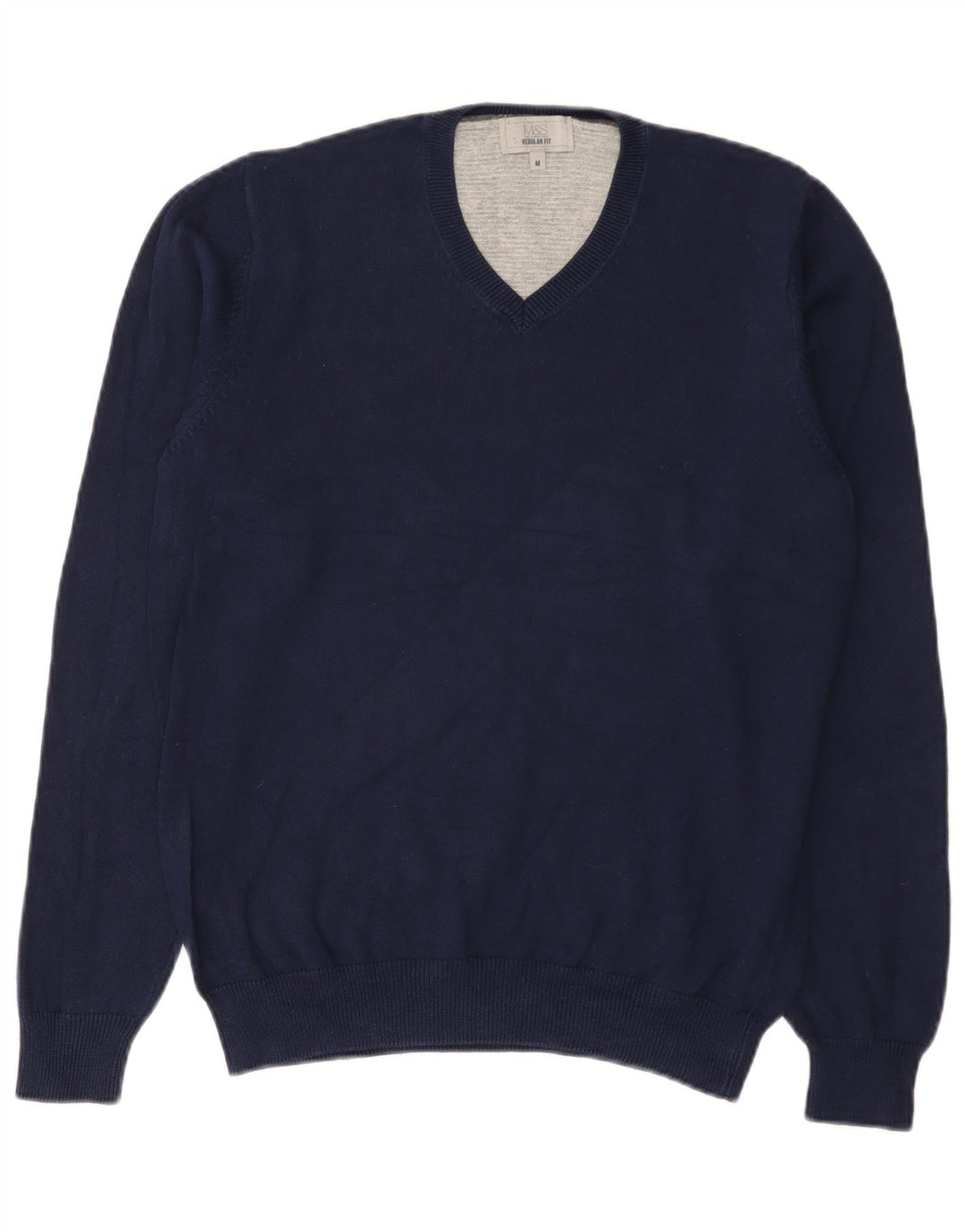 Marks & Spencer Pull Regular Fit Col V Homme Bleu Marine Moyen