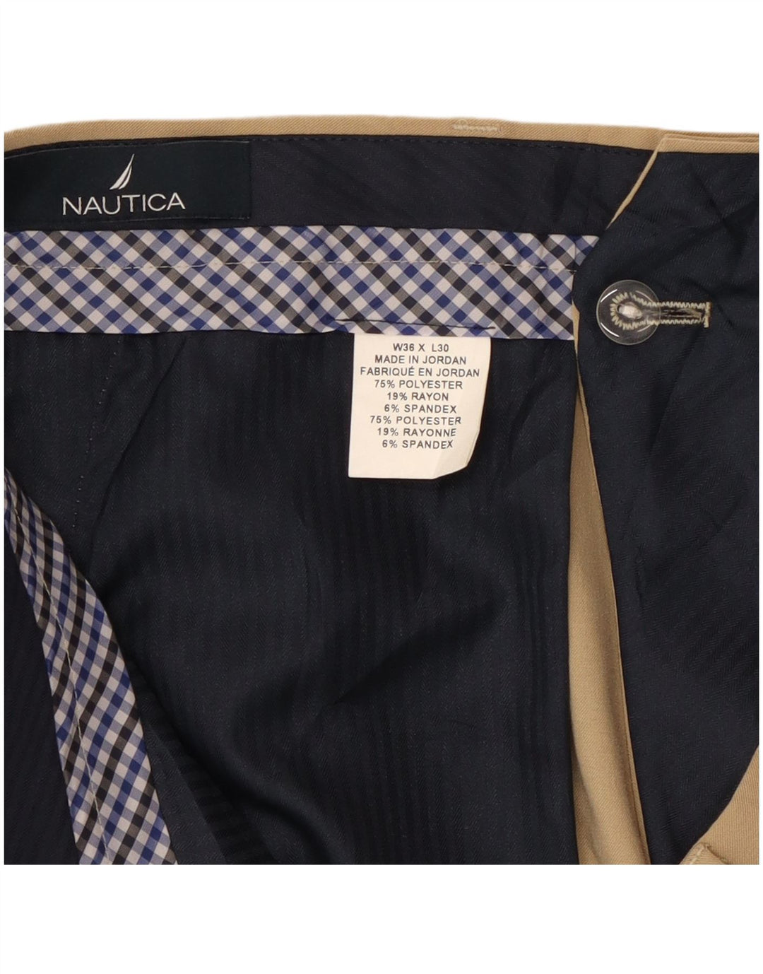 Nautica Pantalon de Costume Droit Homme W36 L30 Beige Polyester