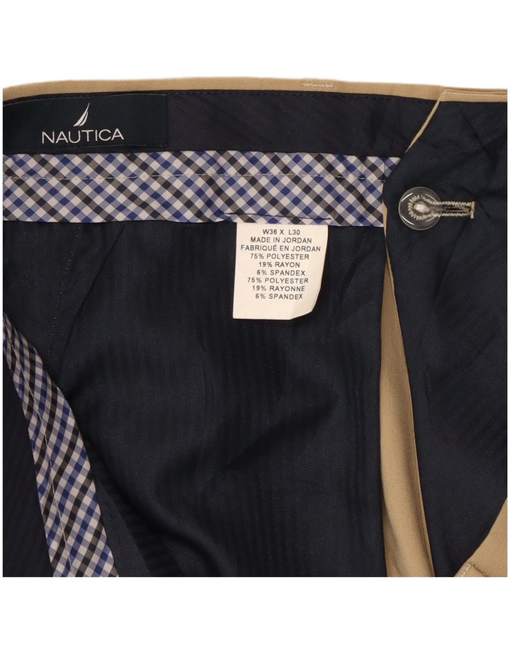 Nautica Pantalon de Costume Droit Homme W36 L30 Beige Polyester