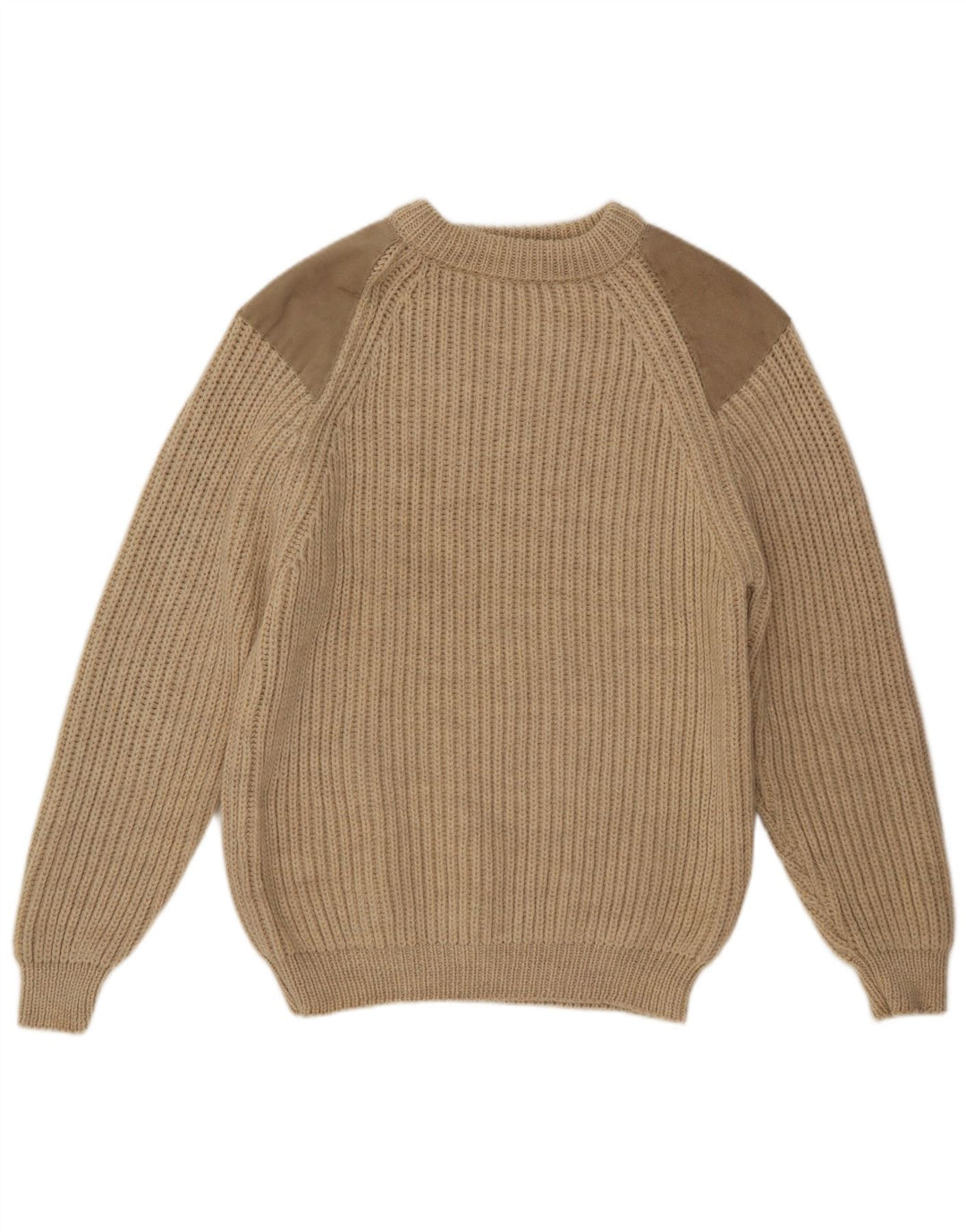 WoolOvers Pull à col rond pour femme UK 16 Large Beige Laine