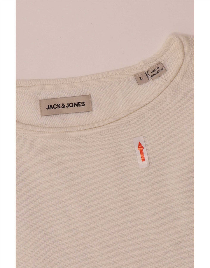 Jack & Jones Pull col bateau pour homme en coton blanc Large