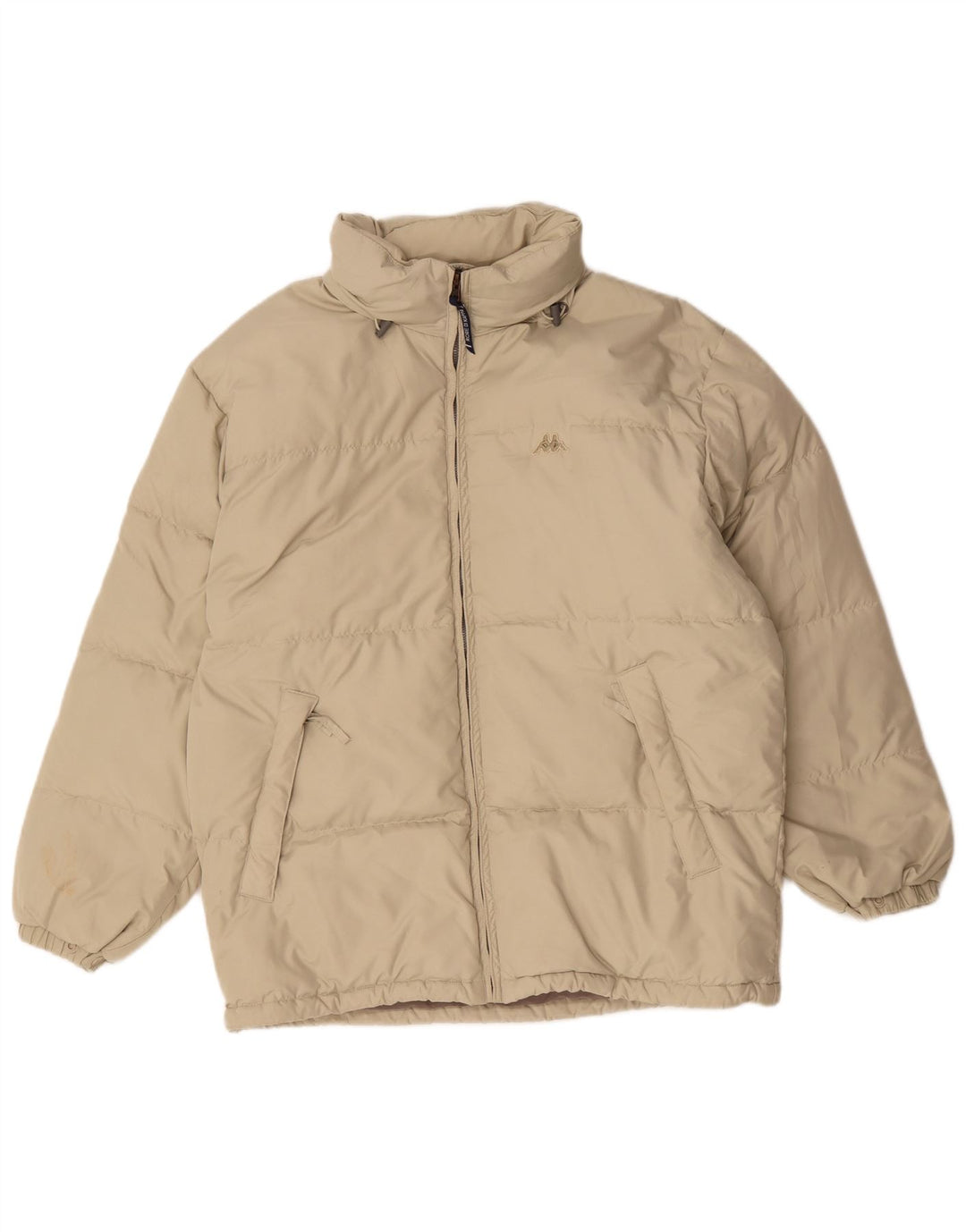 Kappa Veste matelassée à capuche pour homme, coupe ample, UK 36, petit, beige, polyester