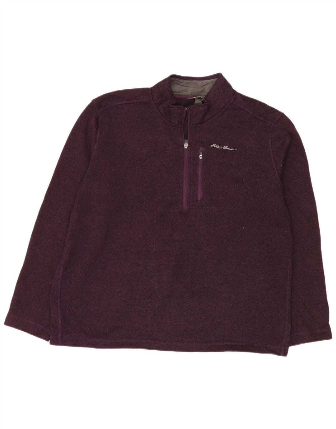 EDDIE BAUER Sweat-Shirt Col Zippé Homme XL Violet Moucheté Polyester