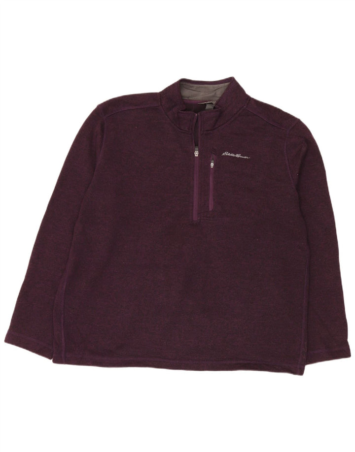 EDDIE BAUER Sweat-Shirt Col Zippé Homme XL Violet Moucheté Polyester