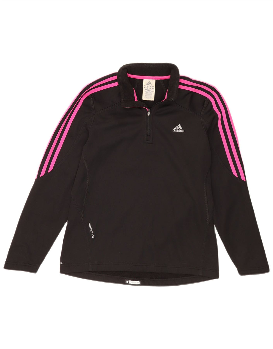 Adidas Haut de survêtement à col zippé pour femme UK 14 Polyester noir moyen