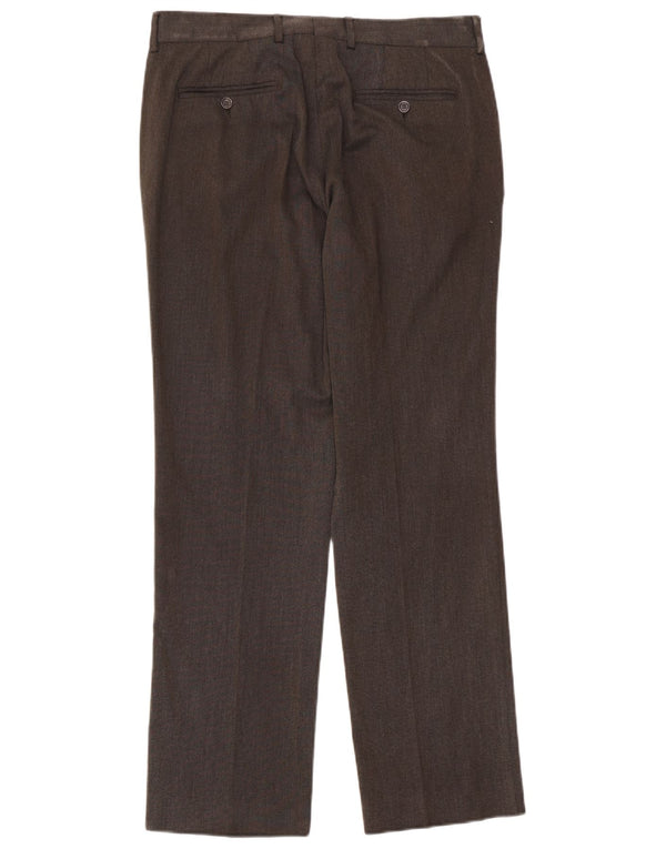 Zara Pantalon de costume droit pour homme EU 44 Large W34 L33 Marron Polyester