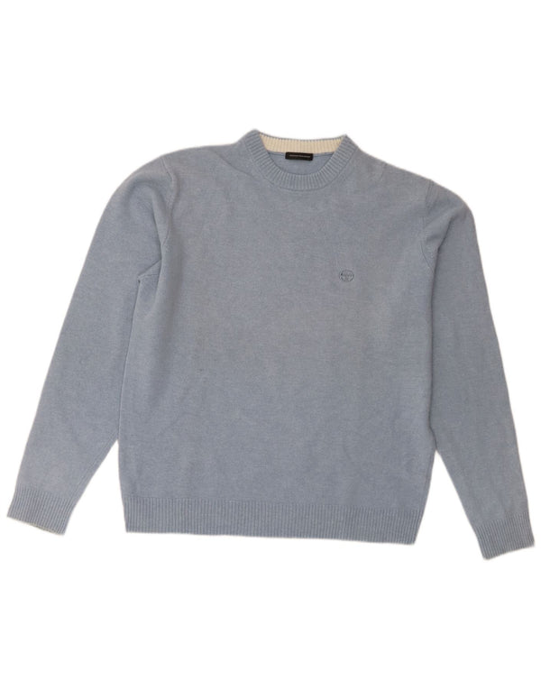 Sergio Tacchini Pull ras du cou pour femme UK 18 XL Bleu laine d'agneau