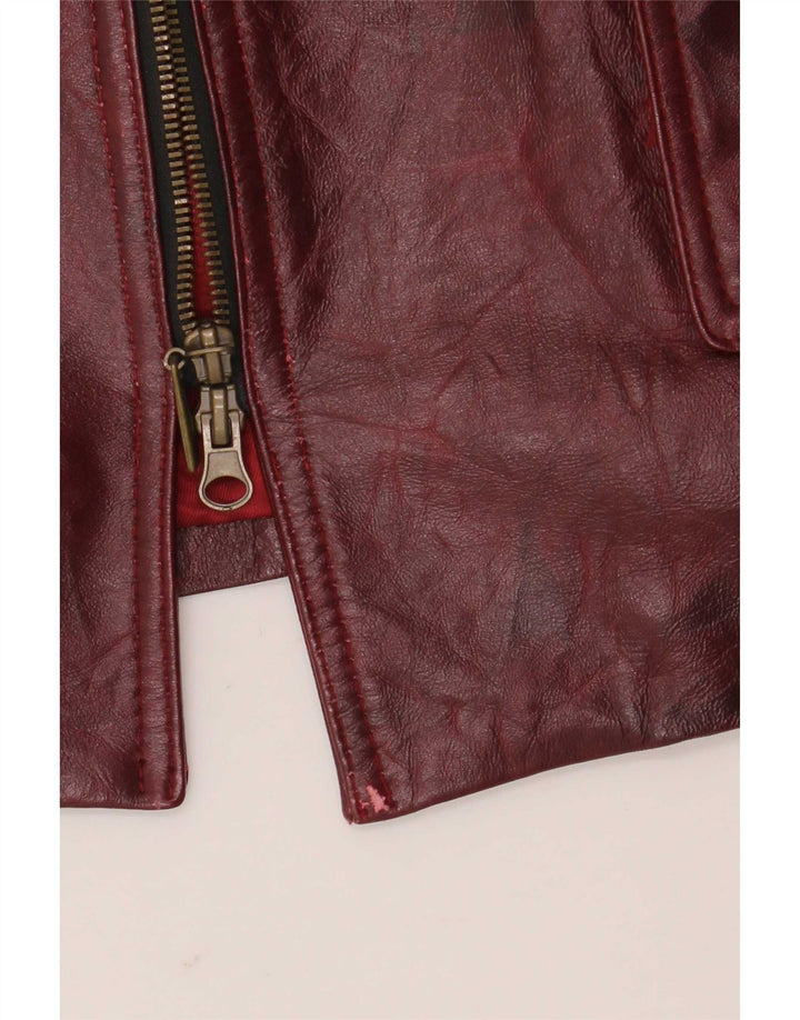 veste en cuir femme vintage UK 26 5XL Bourgogne