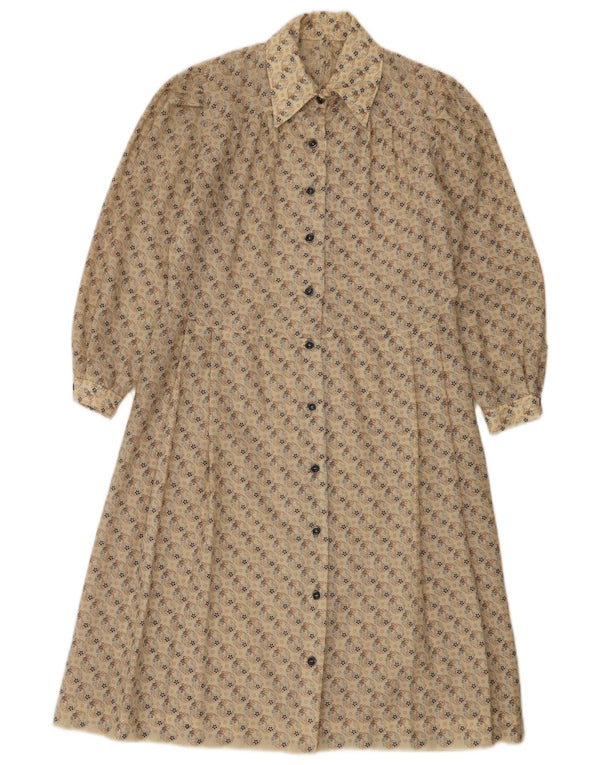 robe chemise femme vintage UK 14 Floral Beige Moyen